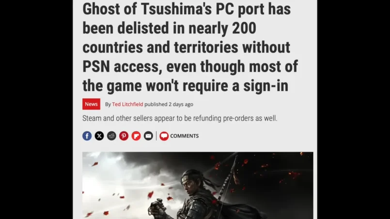 ghost of tsushima sony controversy